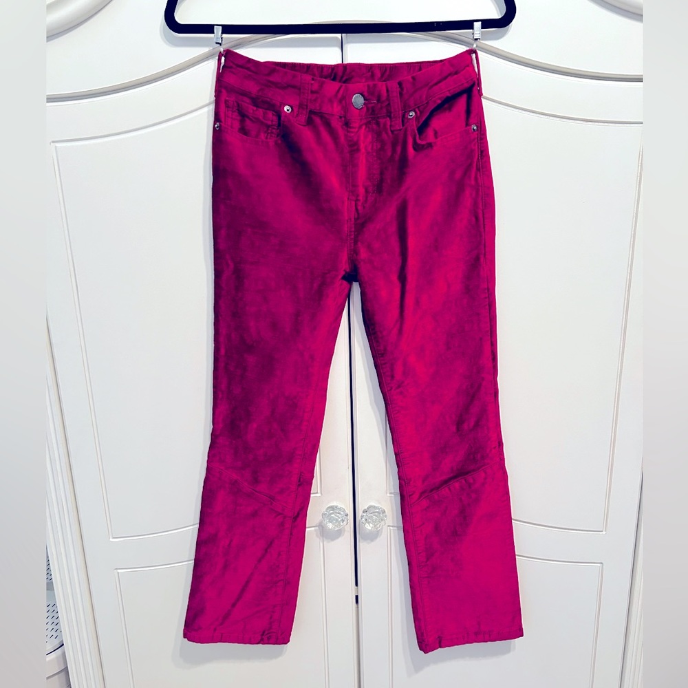 Hot Pink Velvet Cropped Flare